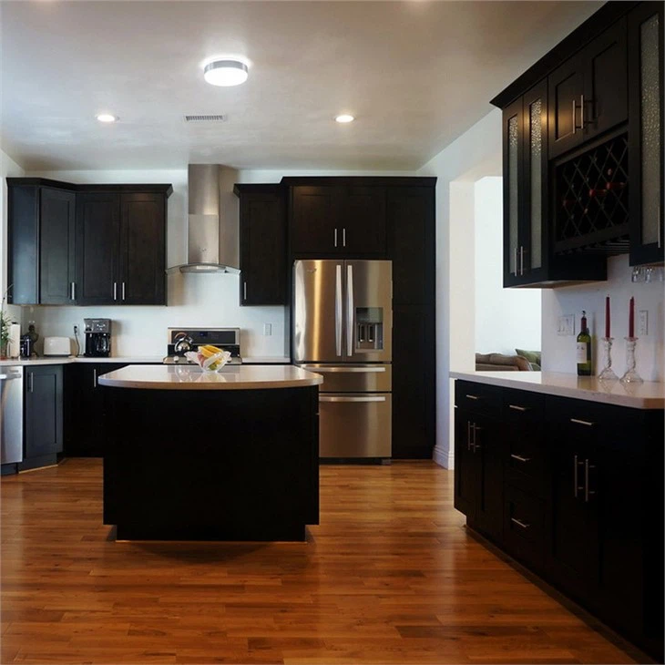 espresso kitchen cabinets with wood floors